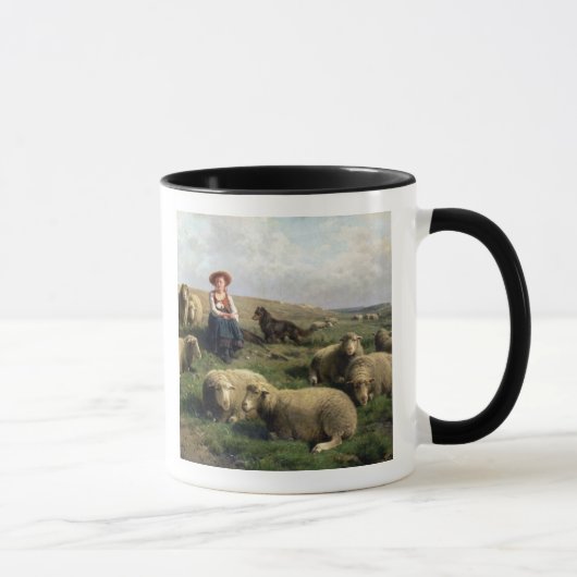 景色のヒツジを持つShepherdess マグカップ (右)