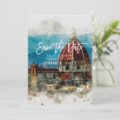 景色のフィレンツェイタリアの結婚式の保存日付カード サンキューカード (スタンド正面)