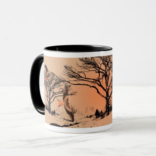 景色のマグの野生の赤い凧 マグカップ (正面左)