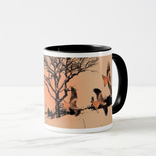 景色のマグの野生の赤い凧 マグカップ (正面右)