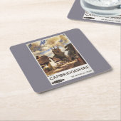 景色の国の眺めのイギリスの鉄道ポスター スクエアペーパーコースター (アングル)