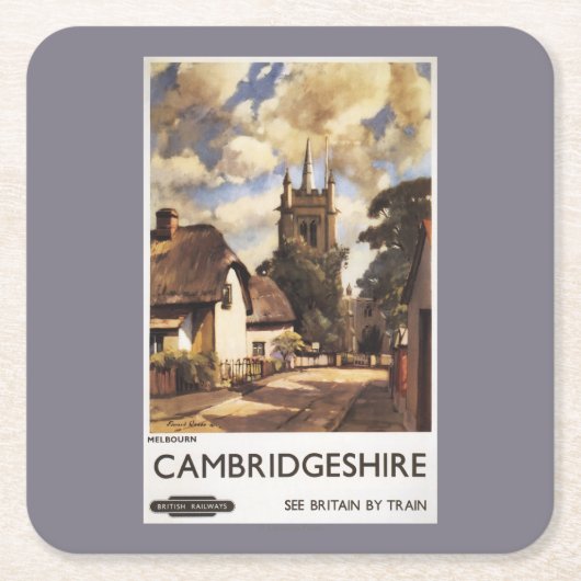 景色の国の眺めのイギリスの鉄道ポスター スクエアペーパーコースター (正面)