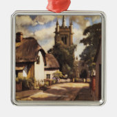 景色の国の眺めのイギリスの鉄道ポスター メタルオーナメント (正面)