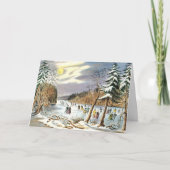 景色の景色を持つビンテージクリスマスカード シーズンカード (正面)