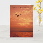 景色の海景、誠実な哀悼の言葉 カード (黄色い花)