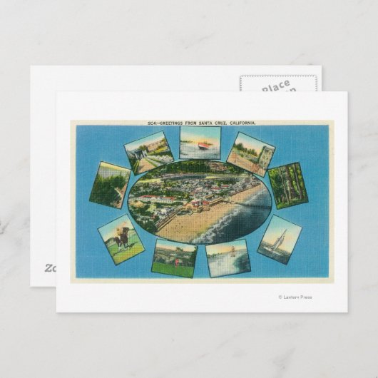 景色の良いサンタクルーズからごあいさつ カリフォルニア州 ポストカード (正面/裏面)