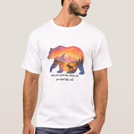 景色の良い夕日のクマTシャツ Tシャツ