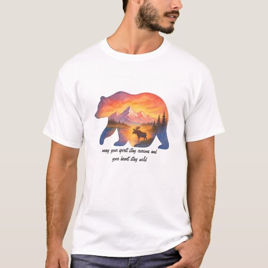 景色の良い夕日のクマTシャツ Tシャツ (正面)