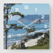 景色の良い海岸の海景画 スクエア壁時計 (正面)