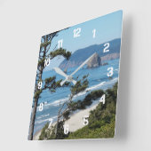 景色の良い海岸の海景画 スクエア壁時計 (傾斜)