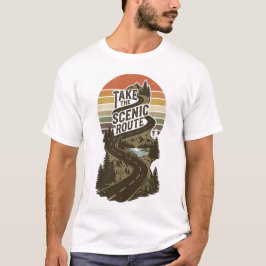 景色の良い道をゆっくりと ヴィンテージ冒険 Tシャツ