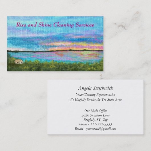 景色の芸術の海岸のビーチの日の出のクリーニング 名刺 (正面/裏面)