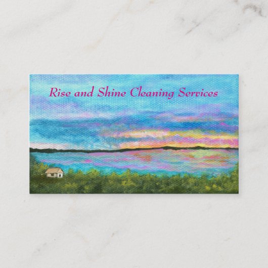 景色の芸術の海岸のビーチの日の出のクリーニング 名刺 (正面)