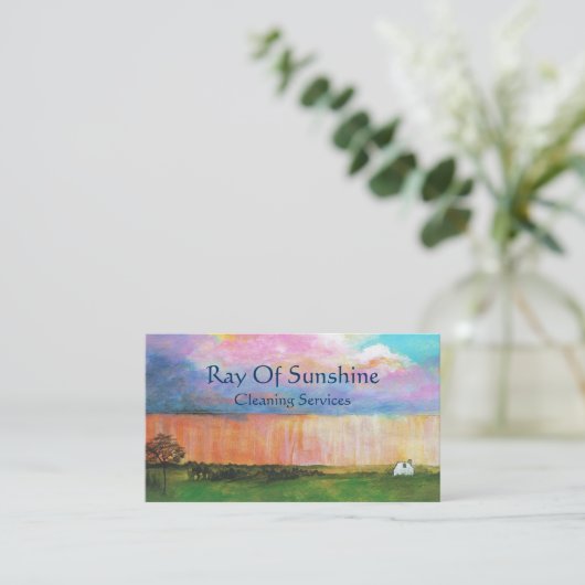 景色の芸術の絵画の雨嵐の小さい農場の家 名刺 (スタンド正面)