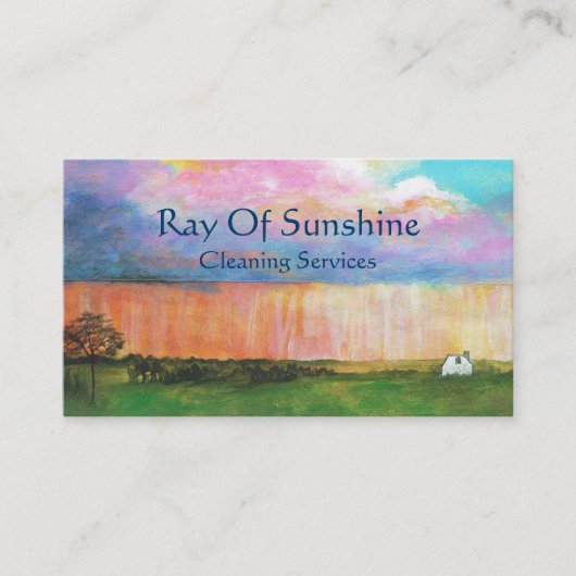 景色の芸術の絵画の雨嵐の小さい農場の家 名刺 (正面)