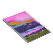 景色の芸術の絵画、ピンクの日没、小さい家 ノートブック (右側)