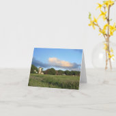 景色の農場、空白のなメッセージカード カード (黄色い花)