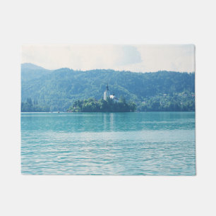 景色のphotography湖山の青スロベニア ドアマット