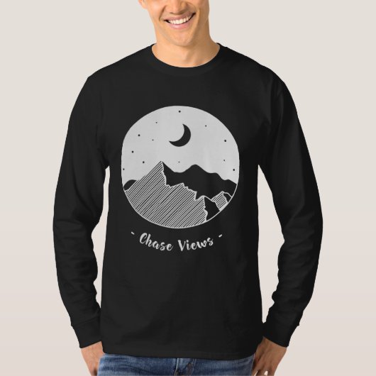 景色を追い求めて冒険 探索 キャンピング Tシャツ (正面)