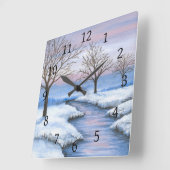 景色231冬の雪 スクエア壁時計 (傾斜)