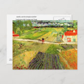 景色、キャリッジおよび列車のゴッホのファインアート ポストカード (正面/裏面)