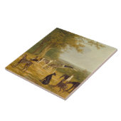 景色(キャンバスの油)の9匹のグレイハウンド タイル (側面)