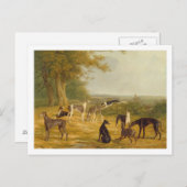 景色(キャンバスの油)の9匹のグレイハウンド ポストカード (正面/裏面)