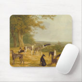 景色(キャンバスの油)の9匹のグレイハウンド マウスパッド (マウス)