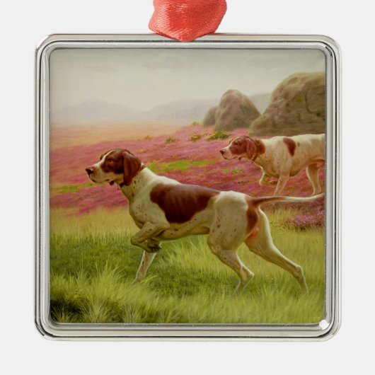 景色、19世紀のポインター メタルオーナメント (正面)