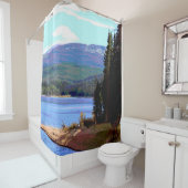 景色mountain湖の森林 シャワーカーテン (インサイチュ)