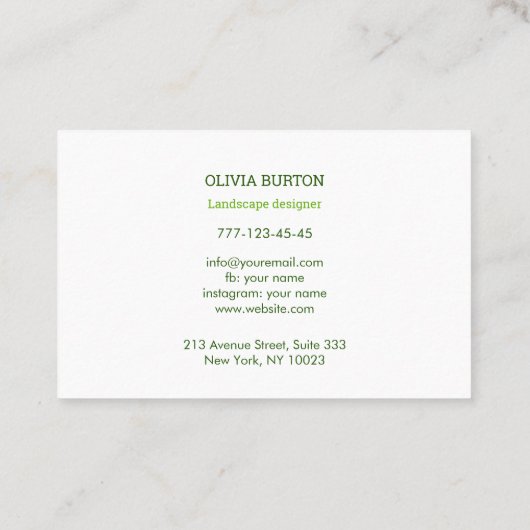 景観デザイナー用の名刺。 名刺 (裏面)