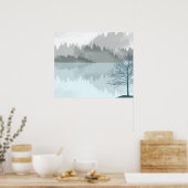 景観反射レイクツリーズグリーンポスター ポスター (キッチン)