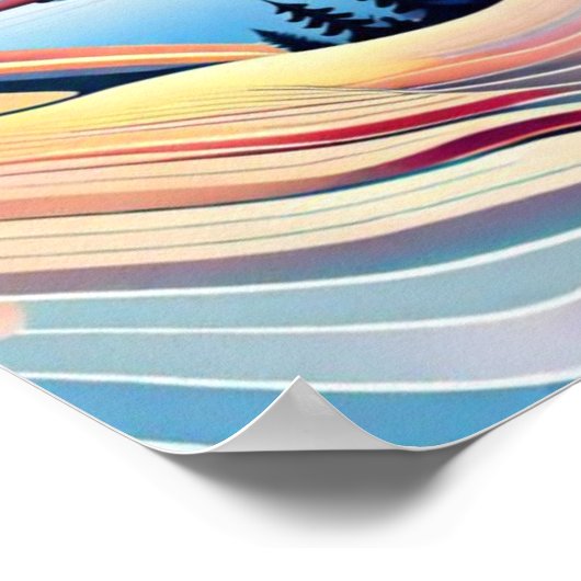 景観山脈抽象芸術サンセットサンライズ ポスター (角)