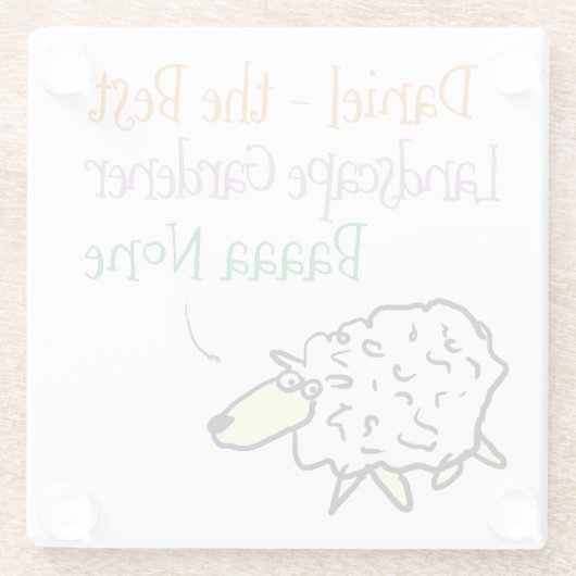 景観庭師のための羊のデザイン ガラスコースター (裏面)