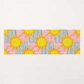 晴れたオレンジ色の黄色いサンスオンホワイトティール（緑がかった色）ピンクストライプ ヨガマット (裏面(横))