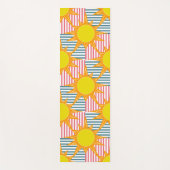 晴れたオレンジ色の黄色いサンスオンホワイトティール(緑がかった色)ピンクストライプ ヨガマット (正面)
