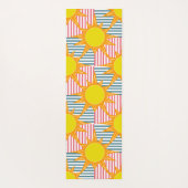 晴れたオレンジ色の黄色いサンスオンホワイトティール(緑がかった色)ピンクストライプ ヨガマット (裏面)