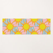 晴れたオレンジ色の黄色いサンスオンホワイトティール(緑がかった色)ピンクストライプ ヨガマット (正面(横))
