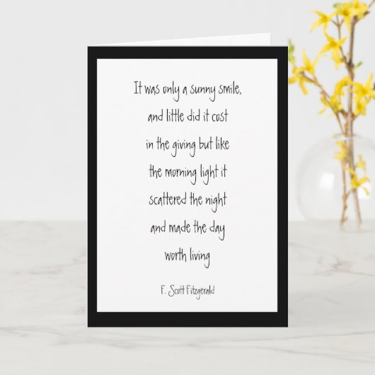 晴れたスマイル感動的詩の励まし カード (黄色い花)