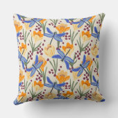 晴れたフローラクロッカスとトンボ柄 クッション (裏面)