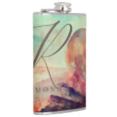 晴れたモノグラムの雲と砂漠の風景 フラスク (右)