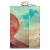 晴れたモノグラムの雲と砂漠の風景 フラスク (裏面)