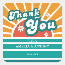 晴れたレトロ感謝してい赤ちゃんシャワー男の子シール スクエアシール