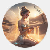 晴れた妖精の女性は美しい砂漠を彩る ラウンドシール (正面)