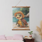 晴れた散歩：ビーチサイドカメ 吊り下げ型タペストリー (寝室)