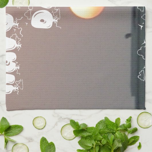 晴れた日と夜の願いのある黄金の夕日 キッチンタオル (折り畳み)