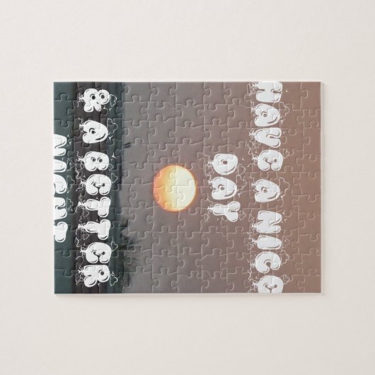 晴れた日と夜の願いのある黄金の夕日 ジグソーパズル (横)