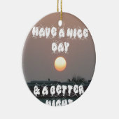 晴れた日と夜の願いのある黄金の夕日 セラミックオーナメント (右)