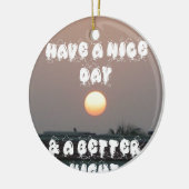 晴れた日と夜の願いのある黄金の夕日 セラミックオーナメント (左)