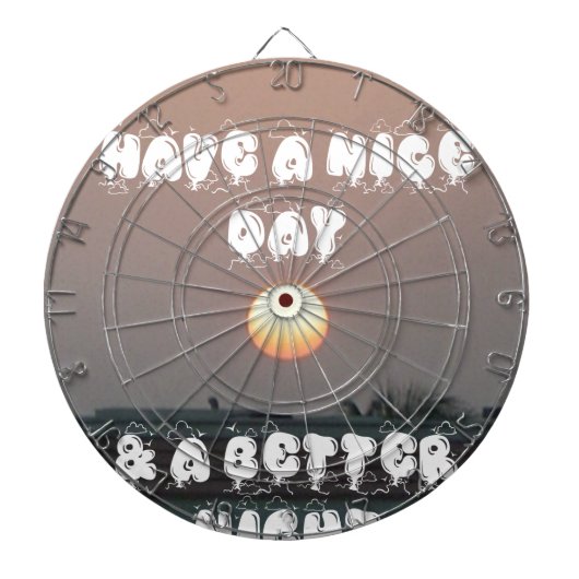 晴れた日と夜の願いのある黄金の夕日 ダーツボード (正面)